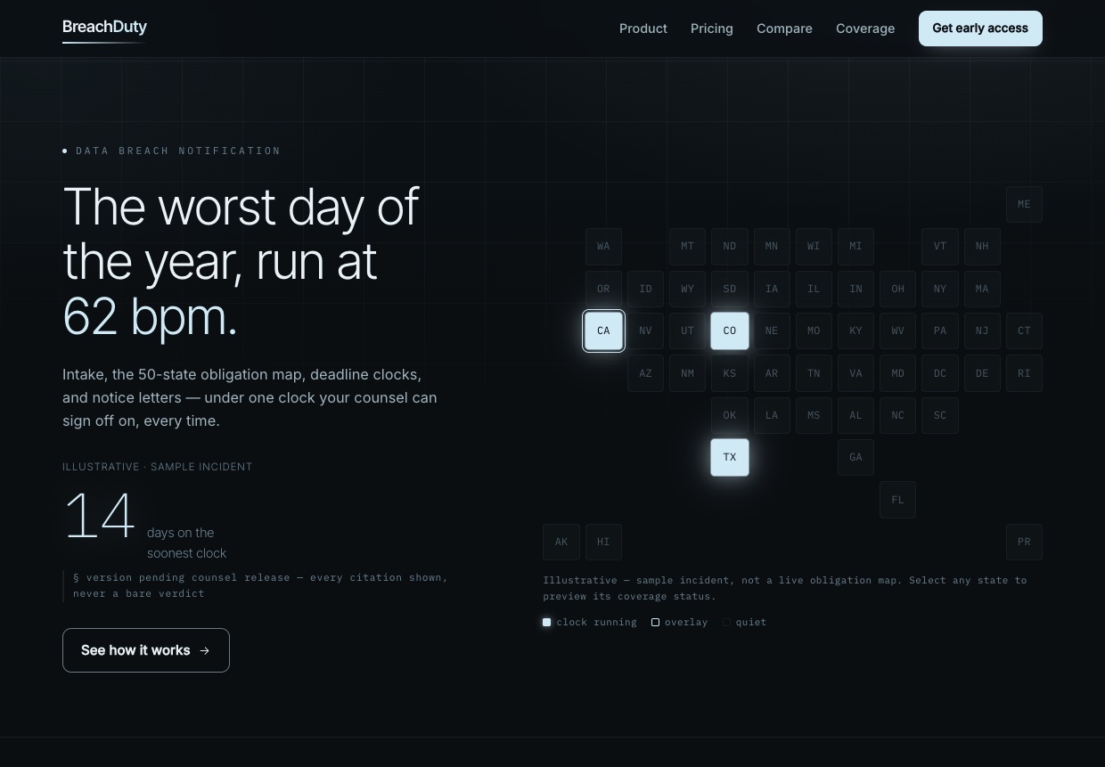 Preview of the BreachDuty site