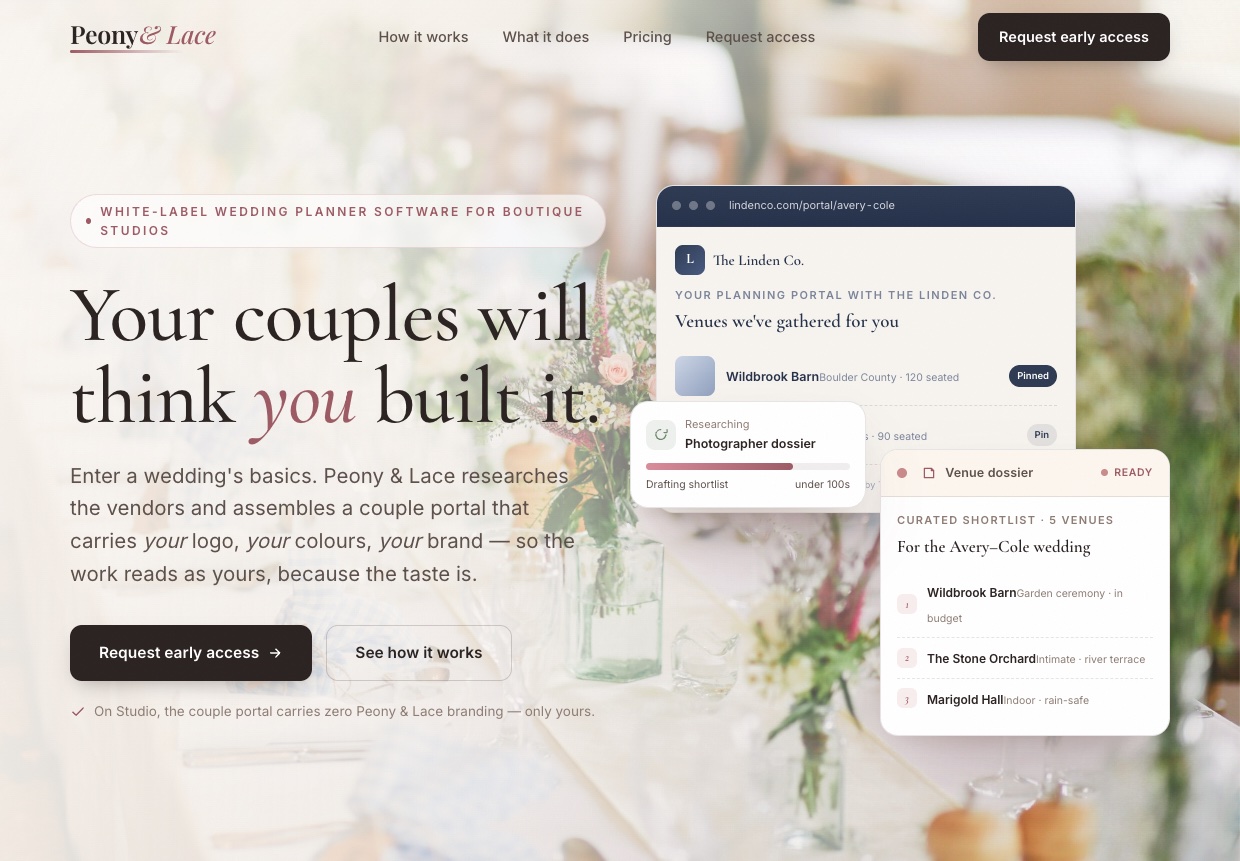 Preview of the Peony & Lace site
