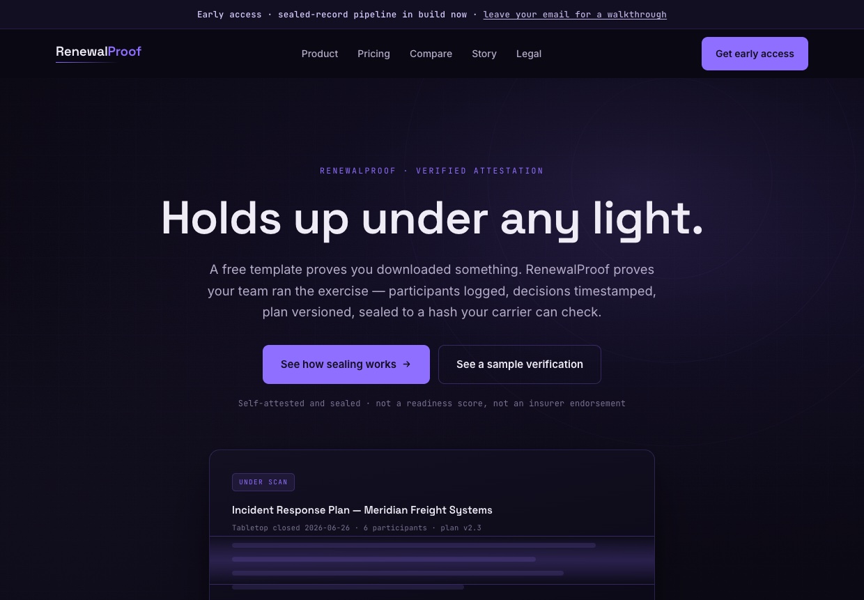 Preview of the RenewalProof site