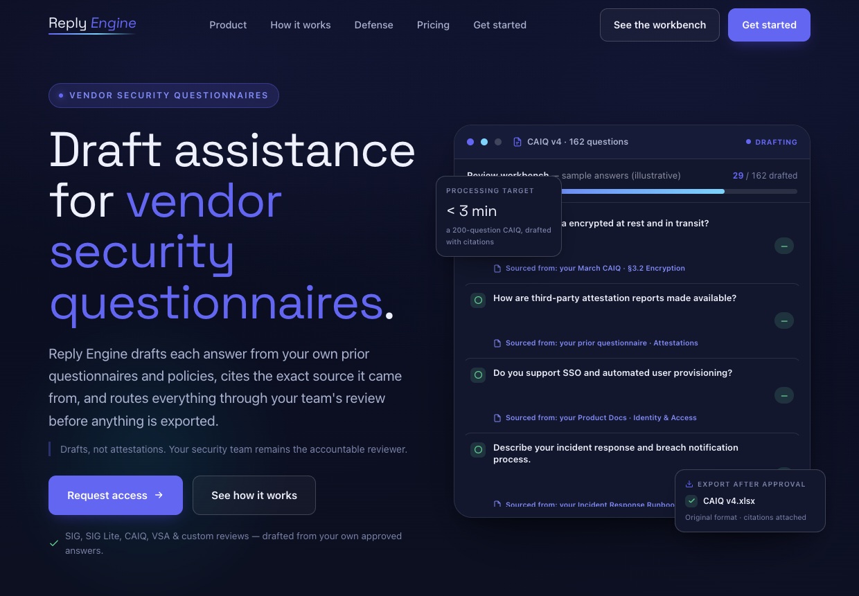 Preview of the Reply Engine site